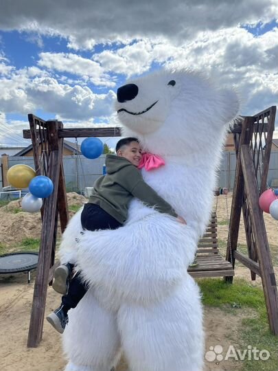 Белый мишка поздравление, ростовые куклы