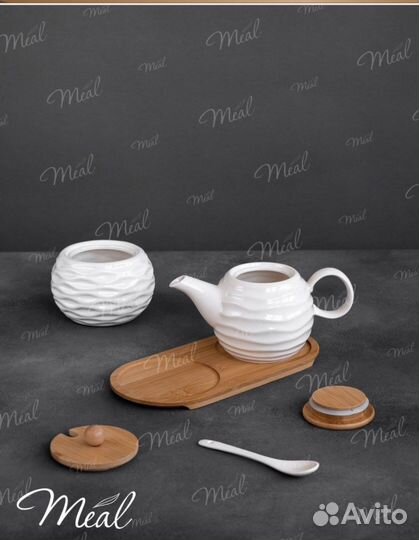 Набор керамической посуды сахарница+чайник