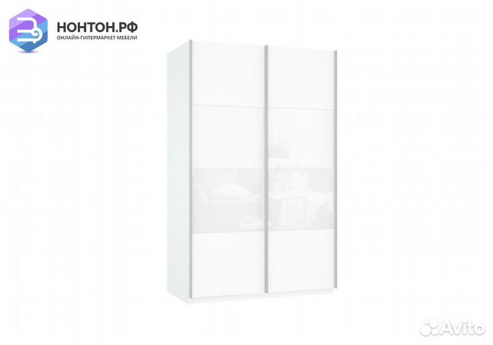 Шкаф-купе 2-х створчатый Прайм белое стекло / белы