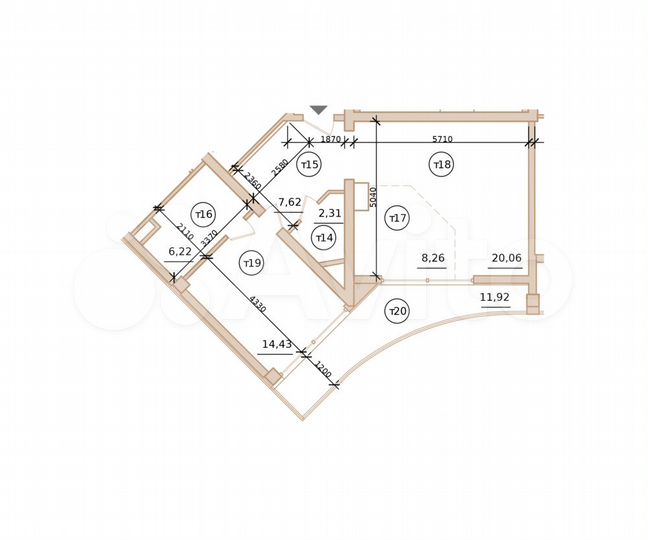 2-к. квартира, 62,5 м², 9/12 эт.