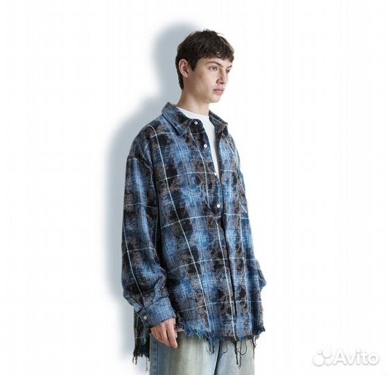 Рубашка oversize tie-dye с рваниной (Y2K, concept)