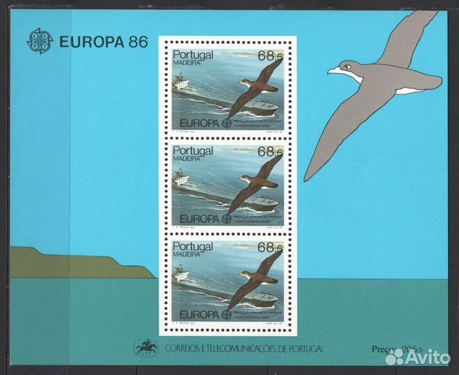 Португалия, Мадейра (Portugal) 1986. Птица,корабль