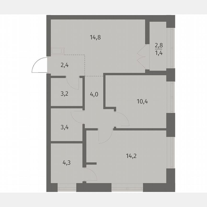 2-к. квартира, 58,1 м², 9/12 эт.