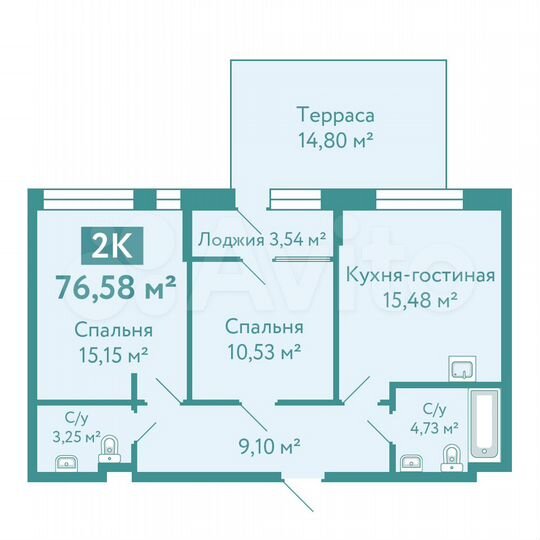 2-к. квартира, 61,8 м², 1/10 эт.