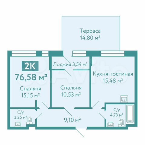 2-к. квартира, 61,8 м², 1/10 эт.