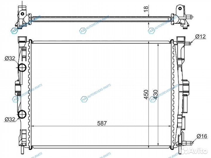 RN0004-02 Радиатор renault megane II 02-08