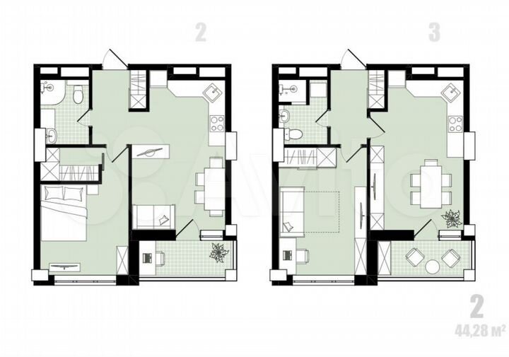 1-к. квартира, 44,2 м², 12/25 эт.