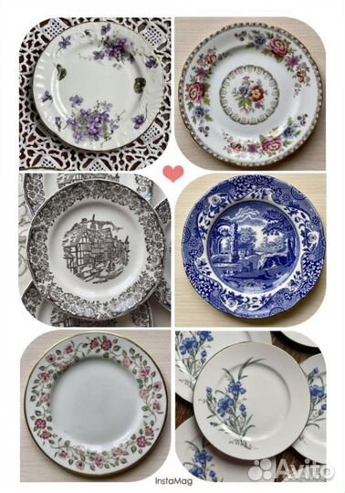 Винтажные пирожковые тарелки Англия, Швеция