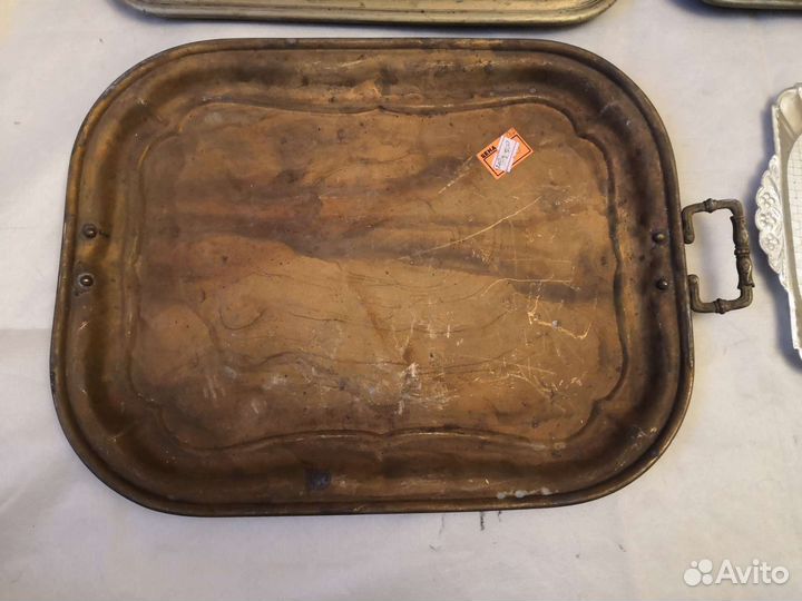 Поднос старинный, латунный