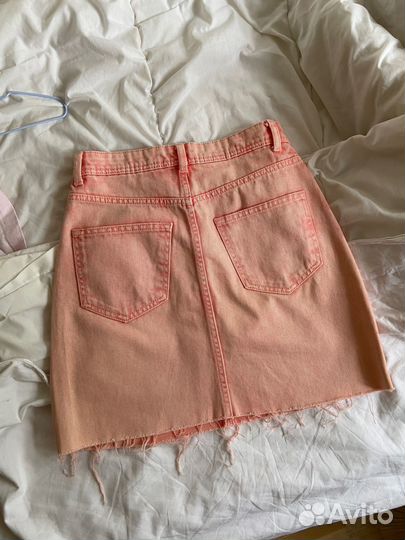Джинсовая юбка розовая