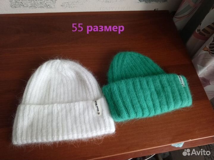 Шапки женские вязаные пух норки