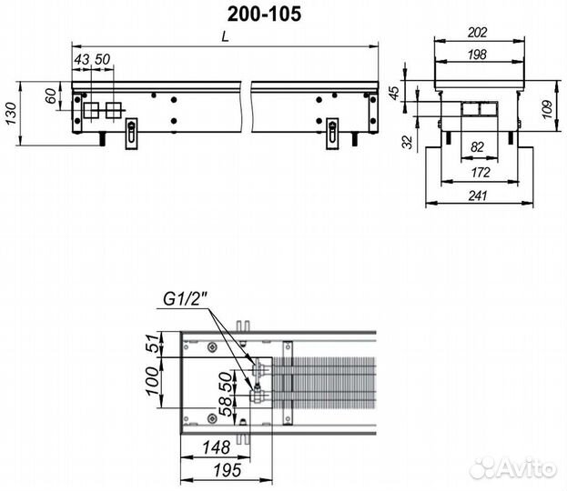 Конвектор впольный водяной