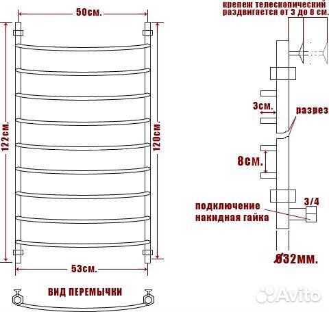 Полотенцесушитель электрический Ника Arc лд 120/50