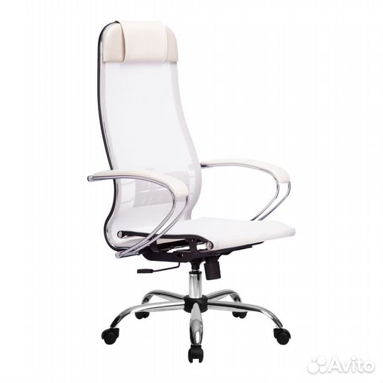 Кресло Метта 4 хром сетка белый