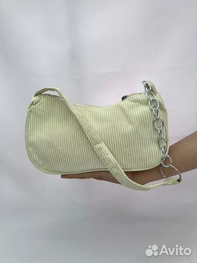 Сумка багет вельветовая с цепью, новая, кросс боди