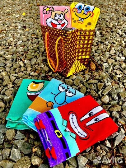 Носки в стиле мультика спанч боб