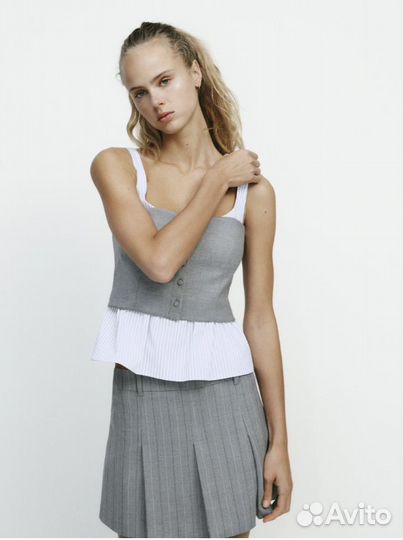 Zara NEW костюм топ из поплина и юбка шорты