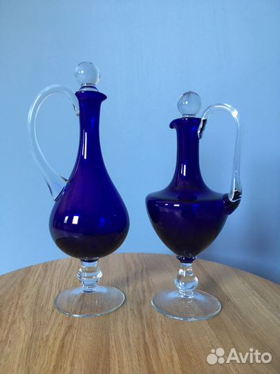Графин из кобальтового богемского стекла