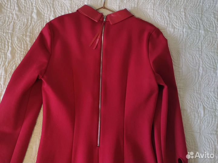 Платье со вставками из натуральной кожи, S