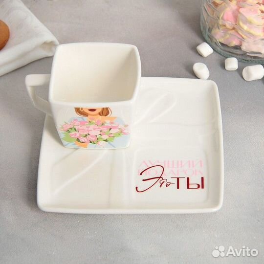 2 шт. Чайная пара керамическая 'Лучший подарок' кр