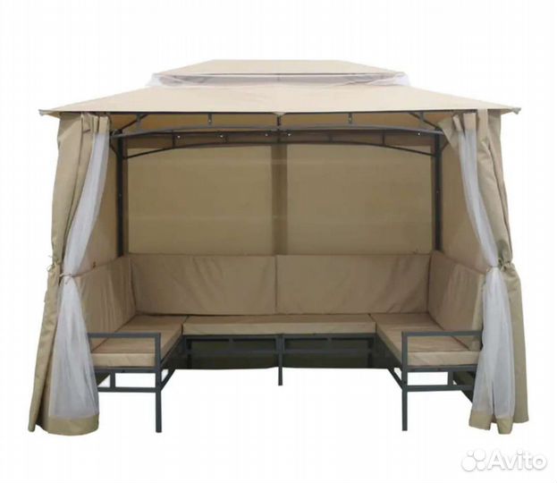 Шатёр садовый с 3 скамьями б/у