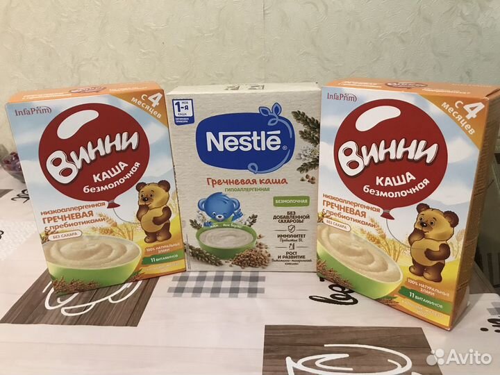 Каши гречневые Винни и Nestle