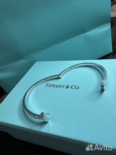 Золотой браслет tiffany T белое золото 750 пробы