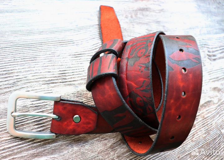 Брутальный Ремень из натуральной кожи Тигр