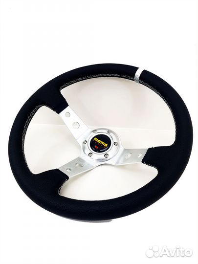 Руль momo Style - с выносом - 350мм (кожа/серая ст