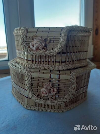 Шкатулка для украшений набор из 2 шт бронь