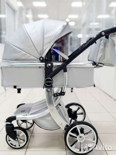 Коляска 3 в 1 серебристая