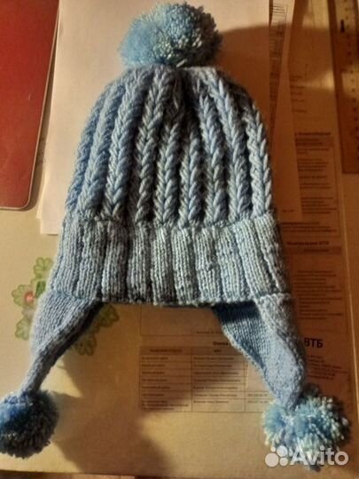 Вязанная шапка ушанка