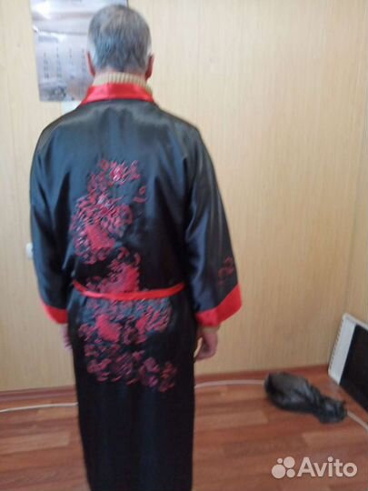 Халат двухсторонний, китайский шелк, размер 48-50