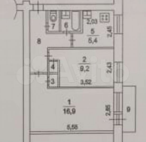 2-к. квартира, 42,3 м², 2/5 эт.