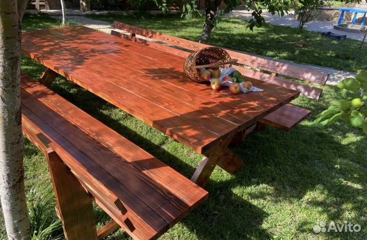 Стол и лавка из натурального дерева