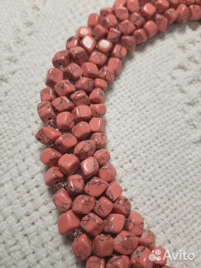 Колье и браслет из натурального родонита