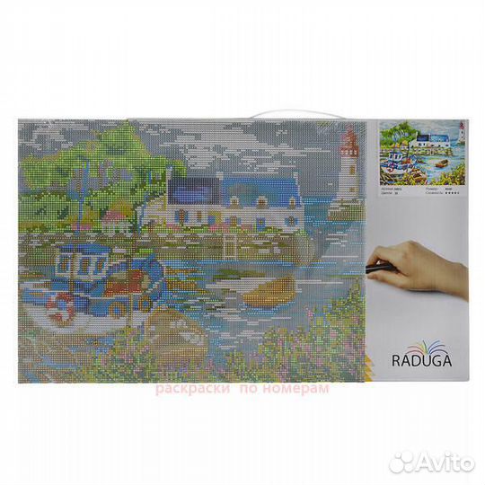 Алмазная мозаика 40x50 Густой хвойный лес на берег