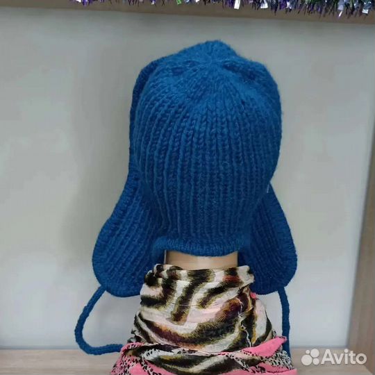 Шапка-ушанка женская вязаная