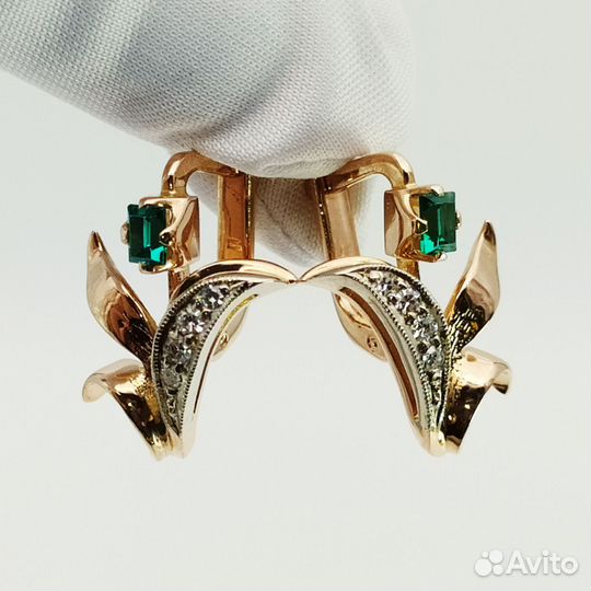 Серьги с природным камнем Золото