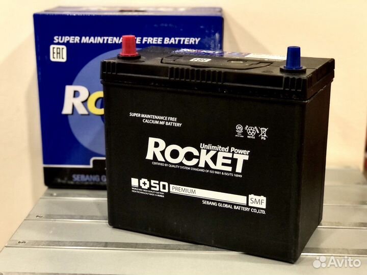 Аккумулятор Rocket 55 Ач пр. полярность, тонк.кл