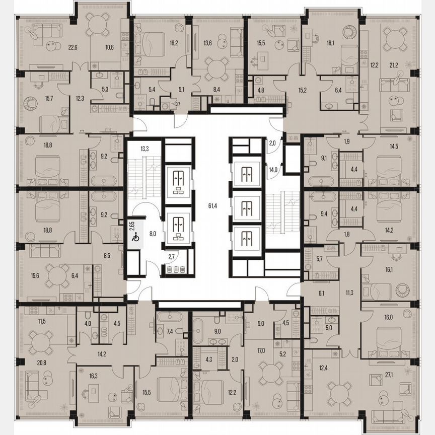 2-к. квартира, 49,4 м², 36/47 эт.