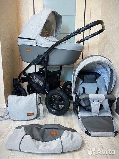 Крутая, Стильная коляска 2 в 1, экокожа+ткань