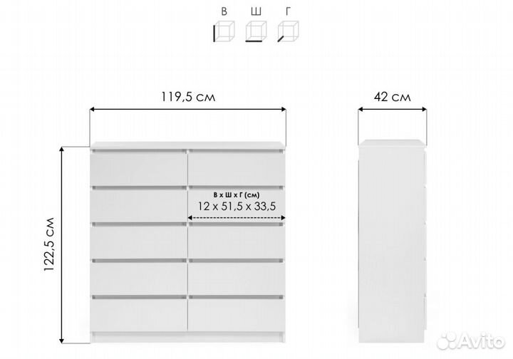 Комод 10 ящиков в стиле IKEA