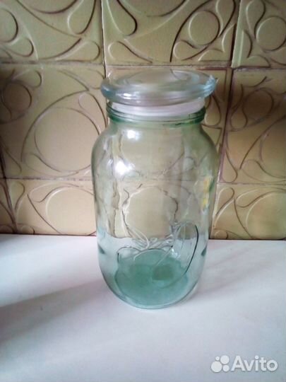 Банка 2 литра с инкрустацией с притёртой крышкой