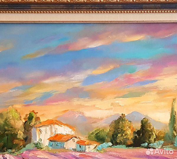 Картина Прованс пейзаж маслом на холсте лаванда