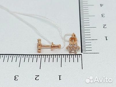 Серьги с синтетическим камнем Золото