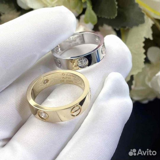 Кольцо Cartier Love, белое золото 585 пробы 0,25ct