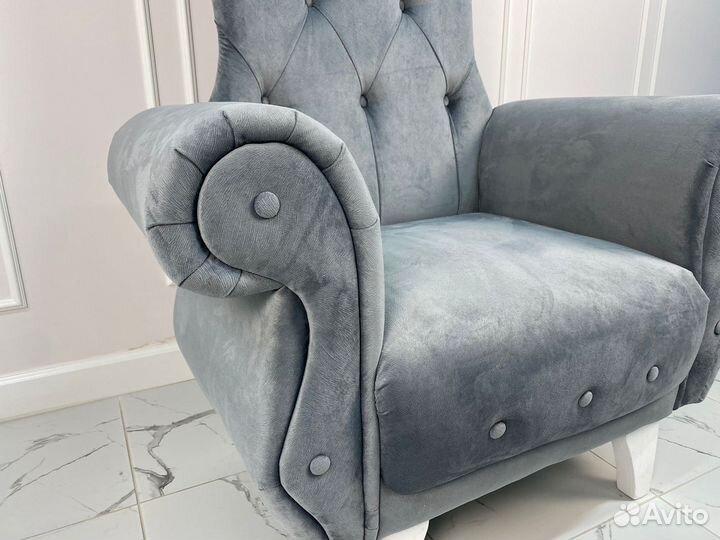 Кресло-трон Макси, серый велюр