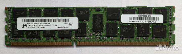 RAM 16GB Micron DDR3 1600MHz PC3L-12800R ECC REG