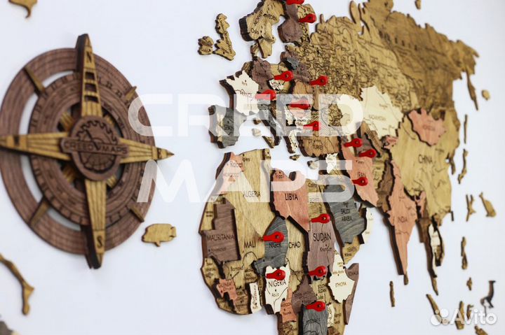 Деревянная карта мира(настенный декор)